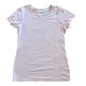 REEBOK WOMEN WORKOUT TSHIRT LT PINK SIZE: MEDIUM BREATHABLE LIGHTWEIGHT YOGA GYM